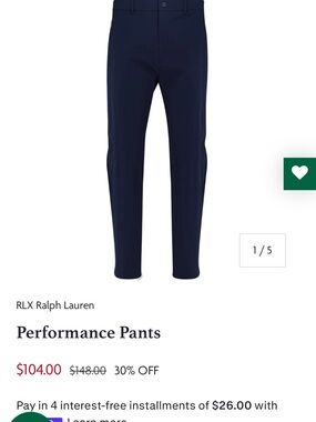 RLX Ralph Lauren Navy Performance Chinos - Men's